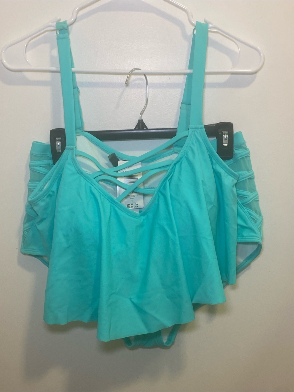 torrid Aqua Blue Flounce High-Waist Swim Set - Picture 2 of 6